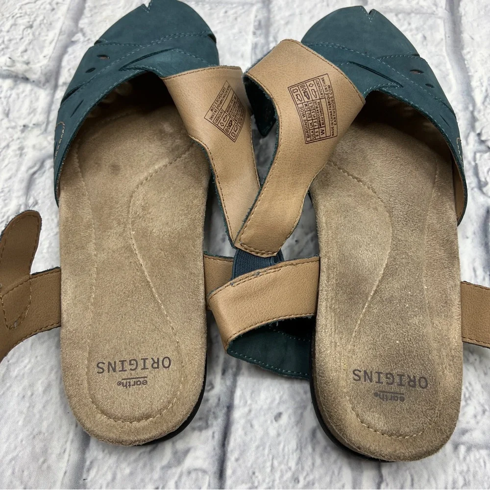 EARTH ORIGINS Birdine Sandal Moroccan Teal Blue 9.5W Comfort Leather Cutout Shoe